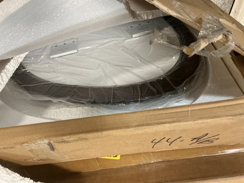 Condition photo showing Good Condition for TheiaMo 35"x24" Wood Bathroom Mirror Wall Mounted, Dark Walnut Irregular Wall Mirror, Rustic Farmhouse Vanity Mirror for Bedroom Living Room Bathroom Entryway, Horizontal/Vertical Walnut 35"L x 24"W