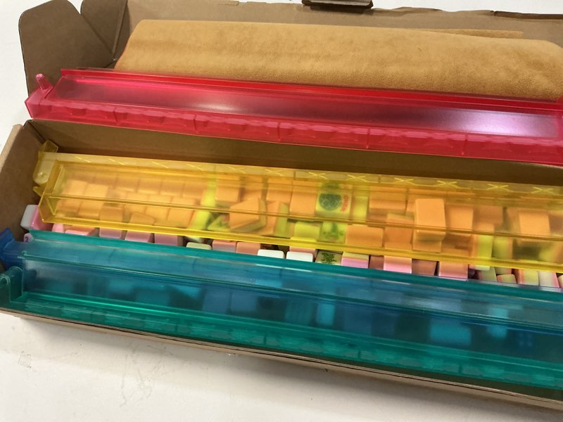 Condition photo showing Good Condition for Pink American Mahjong Set 1.2-inch Mahjong Tile Set 166 Pieces American Mahjong Tile Set with Mahjong Table Mat and Mahjong Racks with Pushers