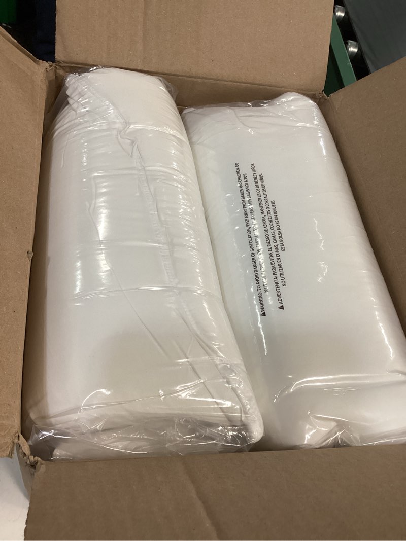 Condition photo showing New/Like New for serta won't go flat standard/queen size set of 2 down alternative bed pillows, extra life foam core with medium support, perfect for back, stomach or side sleepers, white original queen