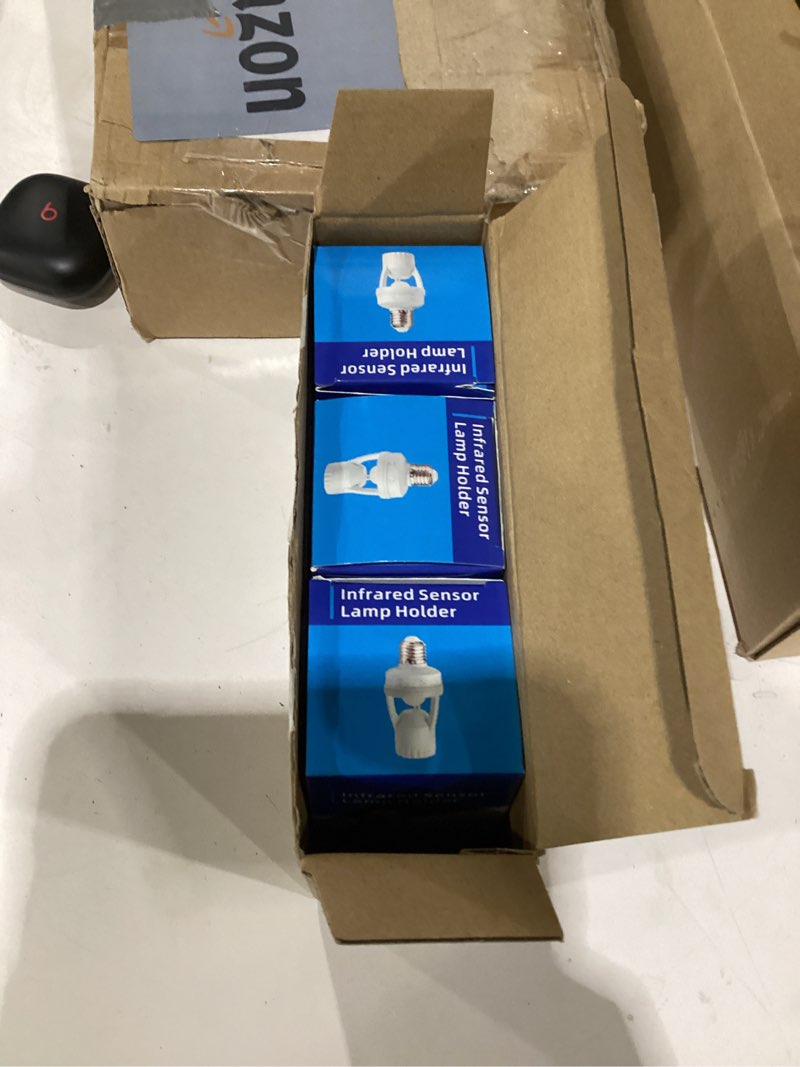 Condition photo showing Good Condition for Hortsun 3 Pcs Motion Sensor Light Socket Smart Screw in Light Bulb Outlet Compatible with E26/e27 Automatic on Off Night Light Control for Basement Basement Porch Storage Room, Black
