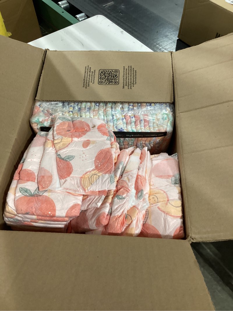 Condition photo showing As Is for The Honest Company Comfort Dry Disposable Diapers for Sensitive Skin, Hypoallergenic, Just Peachy + Flower Power, Super Club Box Size 3 (16–28 lbs) 120 Count