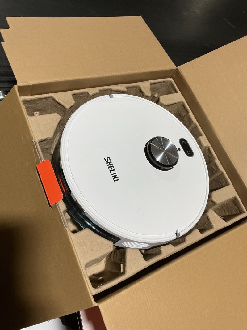 Condition photo showing As Is for Robot Vacuum and Mop, 3-in-1 Robotic Vacuums Cleaner with LiDAR Navigation Smart Mapping & Max Strong 6000Pa Suction, Self Emptying Bases for 70 Days-White D60S MAX -White