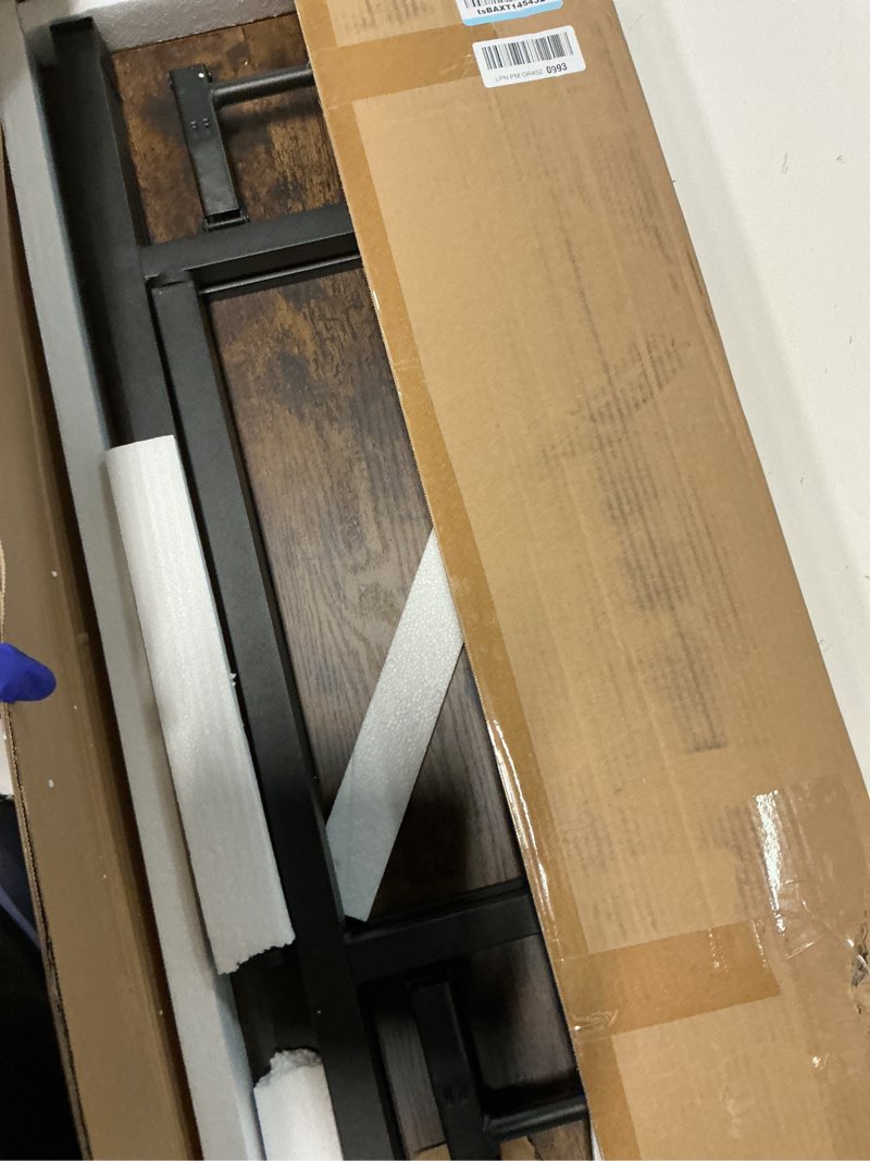 Condition photo showing New/Like New for temi small computer desk folding table - 35.8" foldable office desk, no assembly, perfect for small spaces in bedroom, dorm, or apartment, portable mini desk or study table with compact design, brown 35.8 inch no power outlets rustic brown