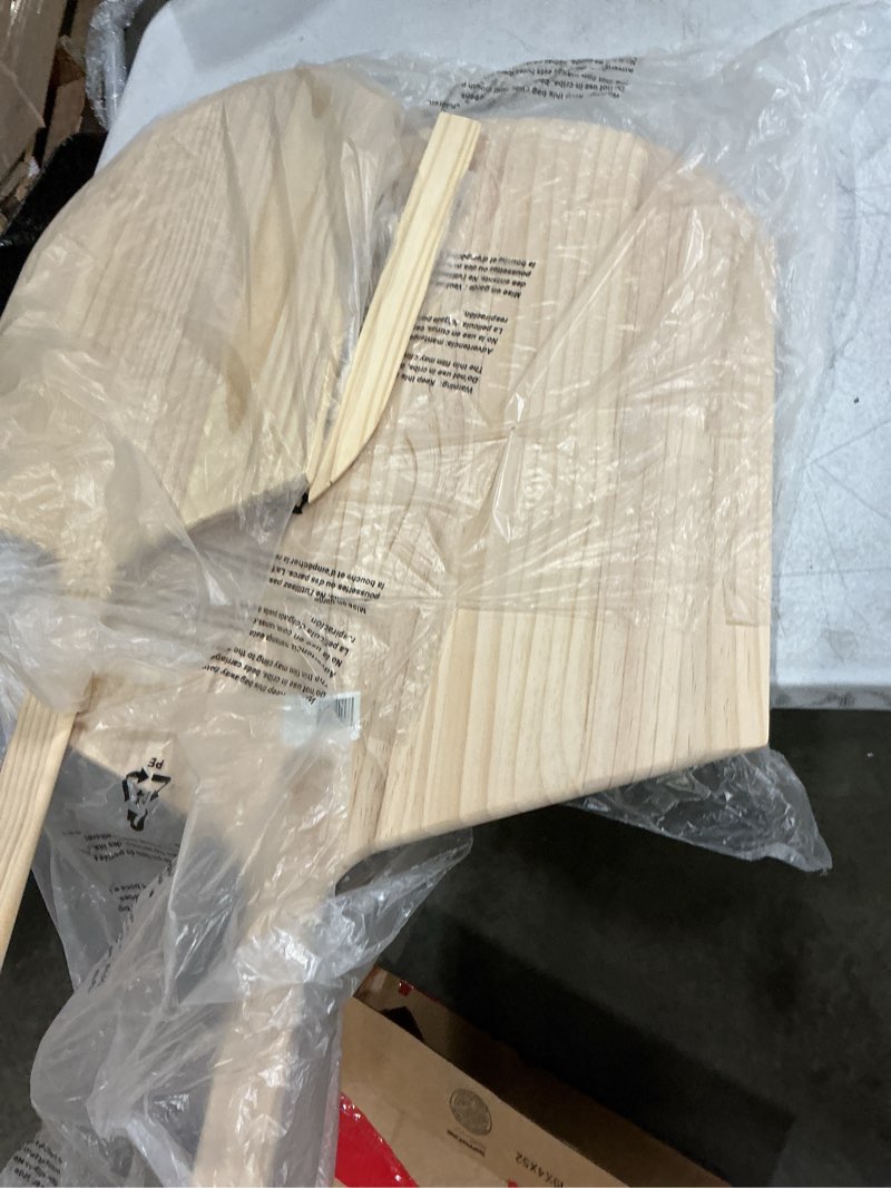 Condition photo showing As Is for winco 42-inch wooden pizza peeler with 16-inch by 18-inch blade 2=piece’s