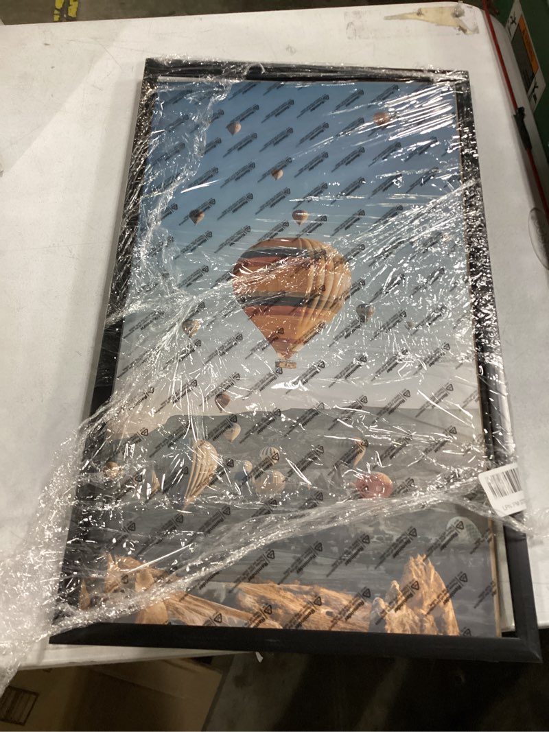 Condition photo showing Good Condition for 12x22 picture frame set of 2, black with glass collage frame, display eight opening 4x6 photos with mat or 12 x 22 newspaper without mat - horizontal or vertical wall mounting black 12x22 in matted to 8-4x6