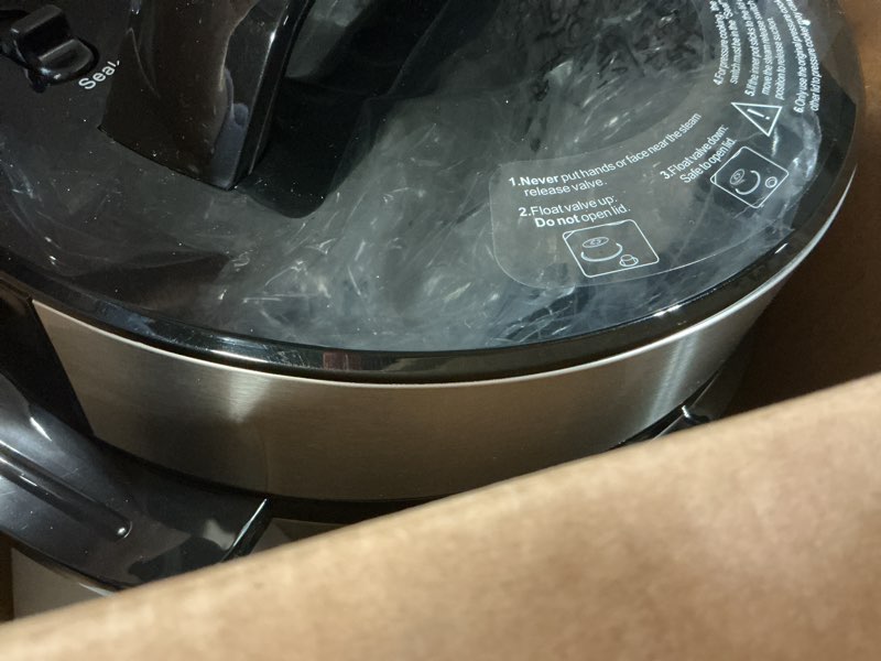 Condition photo showing As Is for newbulig 8.5 quart electric pressure cooker, stainless steel multi cooker pressure, 24-in-1 slow cooker for rice, meat stew, porridge, multigrain, soup, bean, bake, steam, yogurt maker modern silver 8.5 quarts