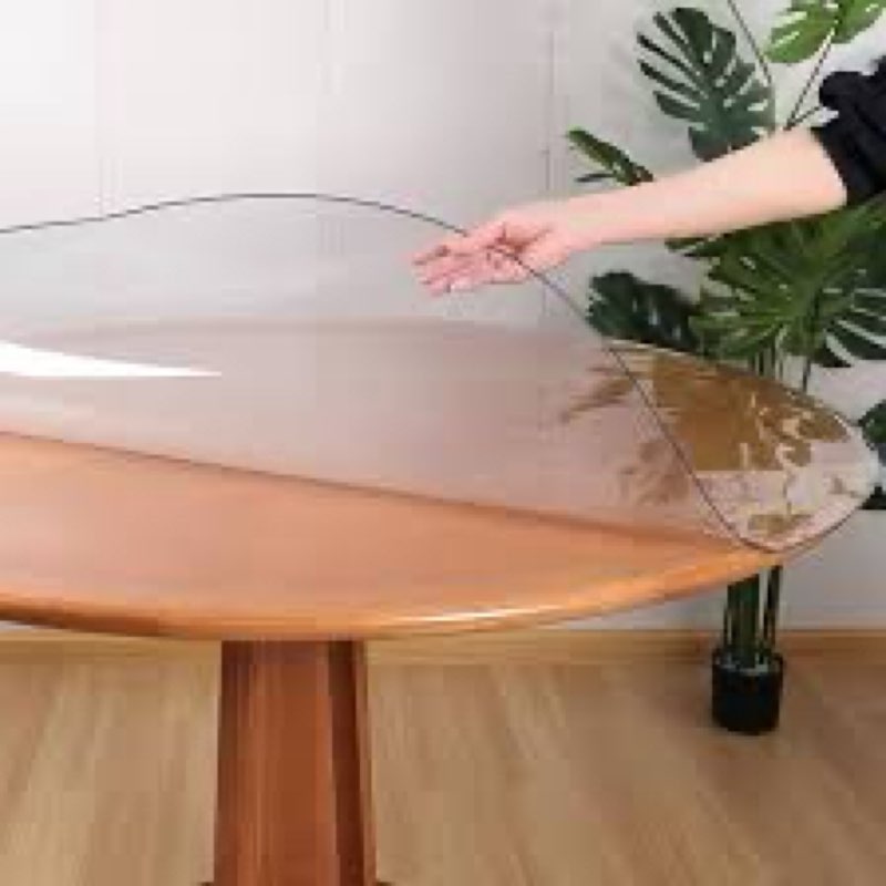 56"Round Clear Dining Table Protector Plastic Tablecloth Cover Desk Top Pad Mat for Glass Furniture 