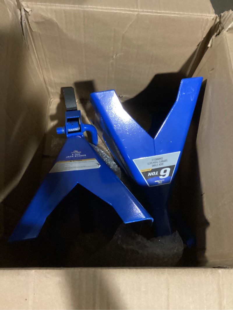 Condition photo showing Good Condition for 6 Ton (12,000 LBs) Automotive Jack Stands,Heavy Duty Steel Car Lifting Stand for Garages,Repair Shops,Adjustable Height 14.6"- 24",1 Pair