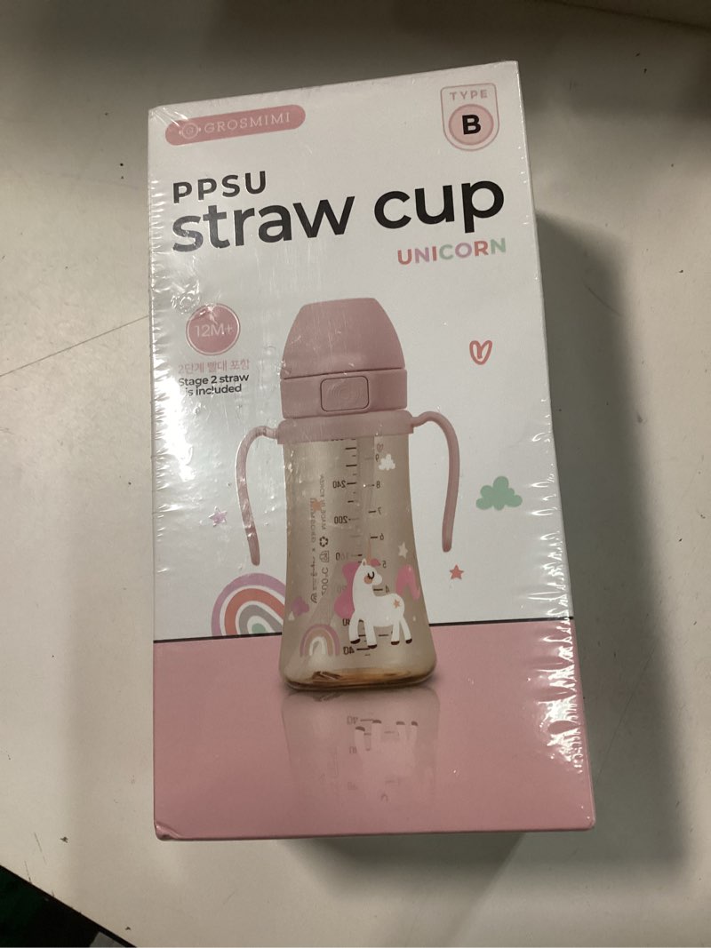 Condition photo showing New/Like New for GROSMIMI Flip Top Spill Proof Sippy Cup, PPSU, BPA Free, 10 oz, Stage 2 Straw for Toddlers (Unicorn)