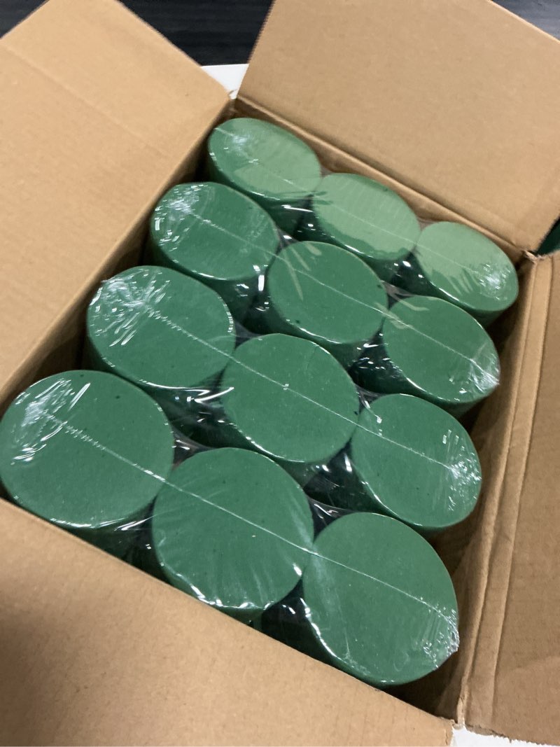 Condition photo showing Good Condition for 36 packs round floral foam blocks green wet dry flower foam bricks 3.15 inch diy flower arrangement supplies kit florist block for aisle flowers wedding party decorations