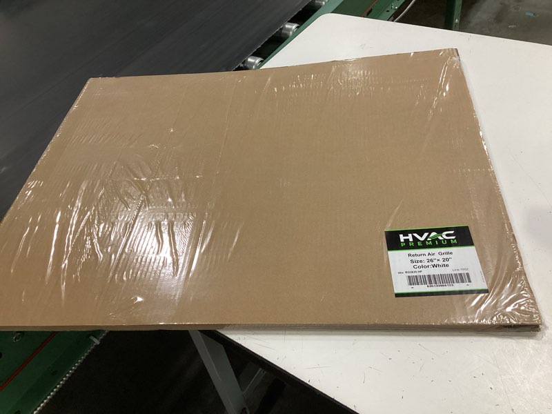 Condition photo showing New/Like New for 26  x 20  return air grille - sidewall and ceiling - hvac vent duct cover diffuser - white outer dimensions: 27.75w x 21.75 h