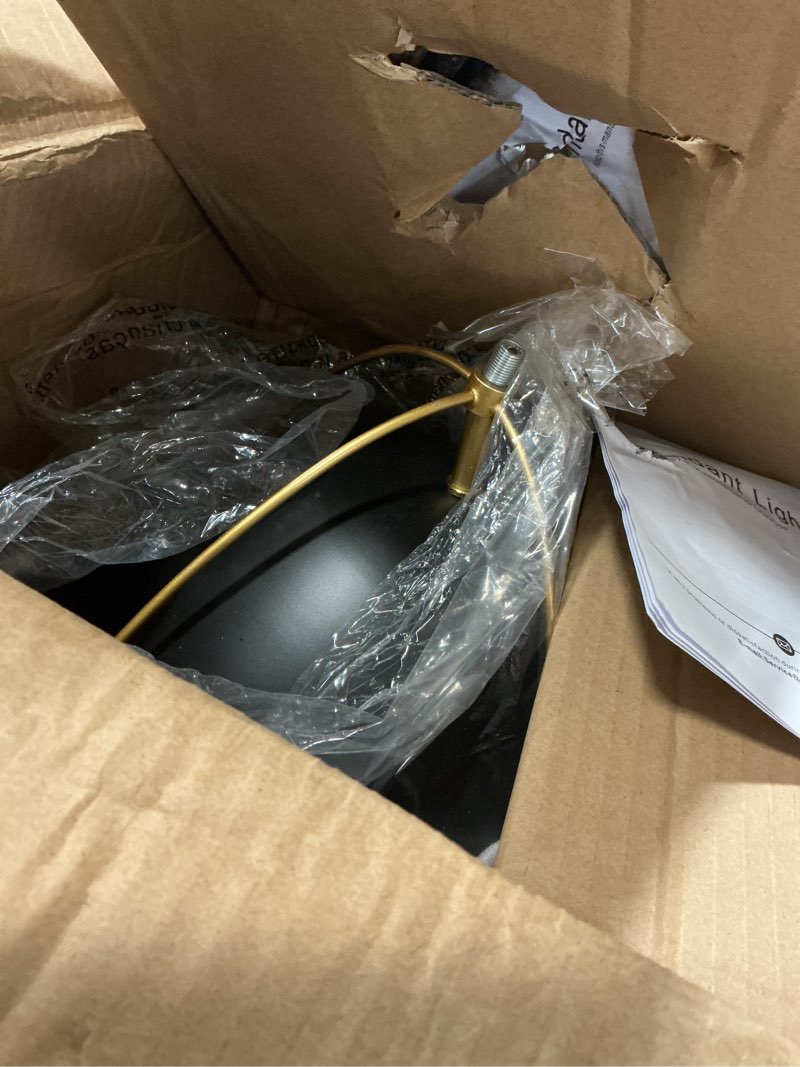 Condition photo showing Good Condition for White Gold Pendant Light 3-Light Large Pendant Light Fixture 12in Dome Kitchen Pendant Lighting for Kitchen Island Dining Room Kitchen Sink Bar, E26