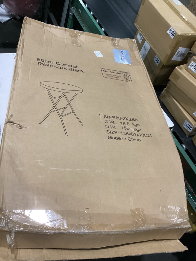 Condition photo showing Good Condition for 32in cocktail table, folding round high top indoor outdoor use, foldable bar height table for parties and commercial events (black, 2 pcs) black 2
