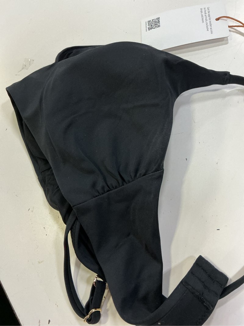 Condition photo showing As Is for italian v-neck bikini top, m, black