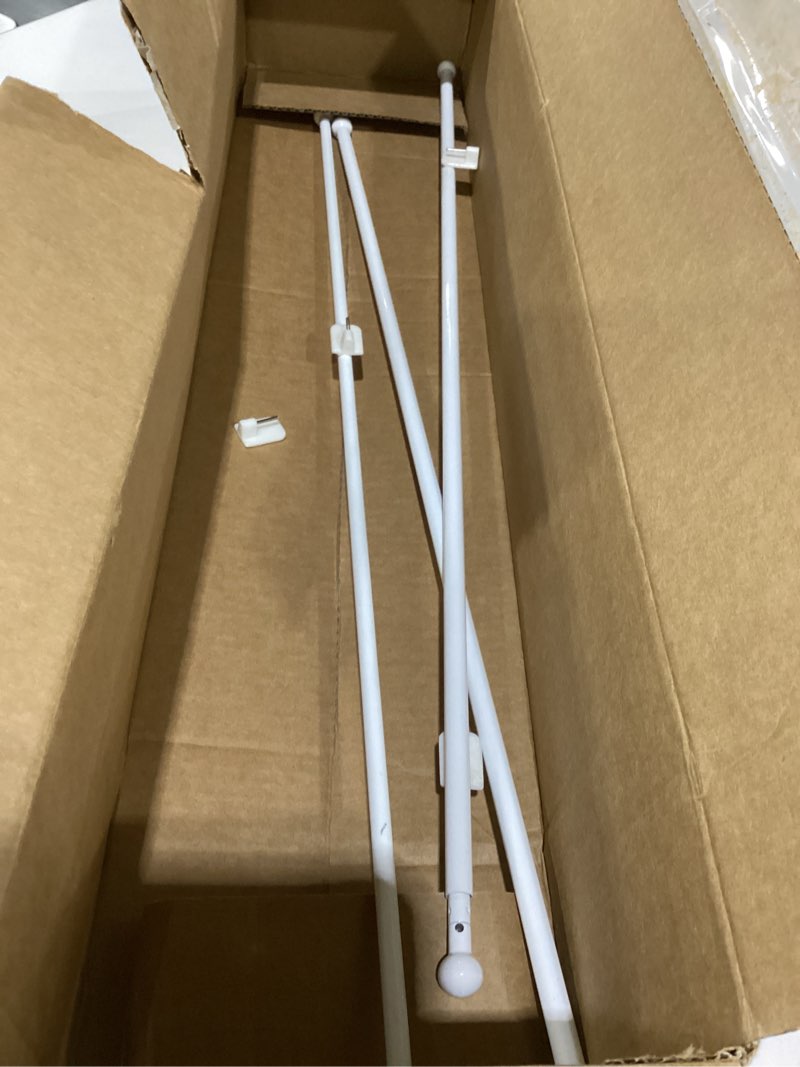 Condition photo showing As Is for jinchan french door curtain rods, no-drill adjustable white curtain rods with adhesive hooks, 26–48 inch aluminum 2-pack for sheer & tier curtains