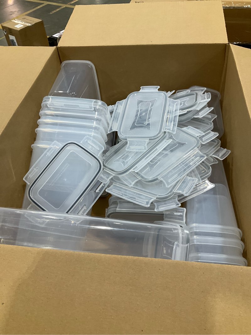 Condition photo showing As Is for PRAKI Airtight Food Storage Containers Set with Lids - 24 PCS, BPA Free Kitchen and Pantry Organization, Plastic Leak-proof Canisters for Cereal Flour & Sugar - Labels & Marker(Grey)