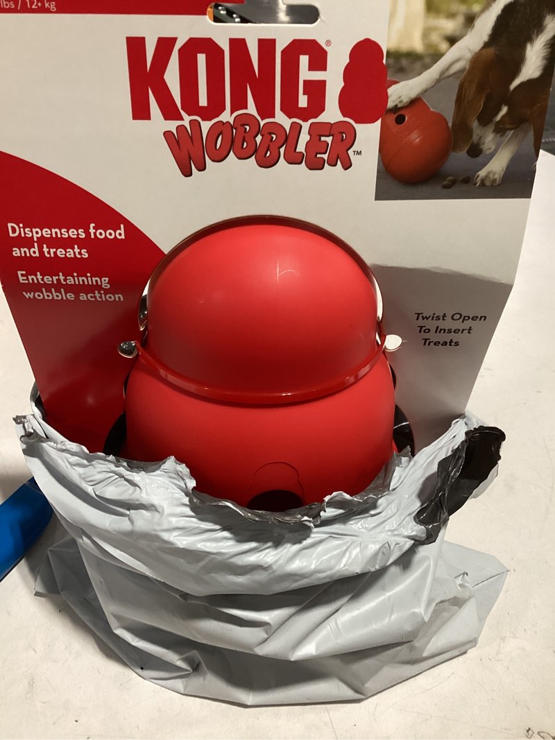 Condition photo showing New/Like New for kong wobbler - interactive dog toy for treat dispensing - dog slow feeder for healthy eating - for medium/large dogs large (pack of 1)