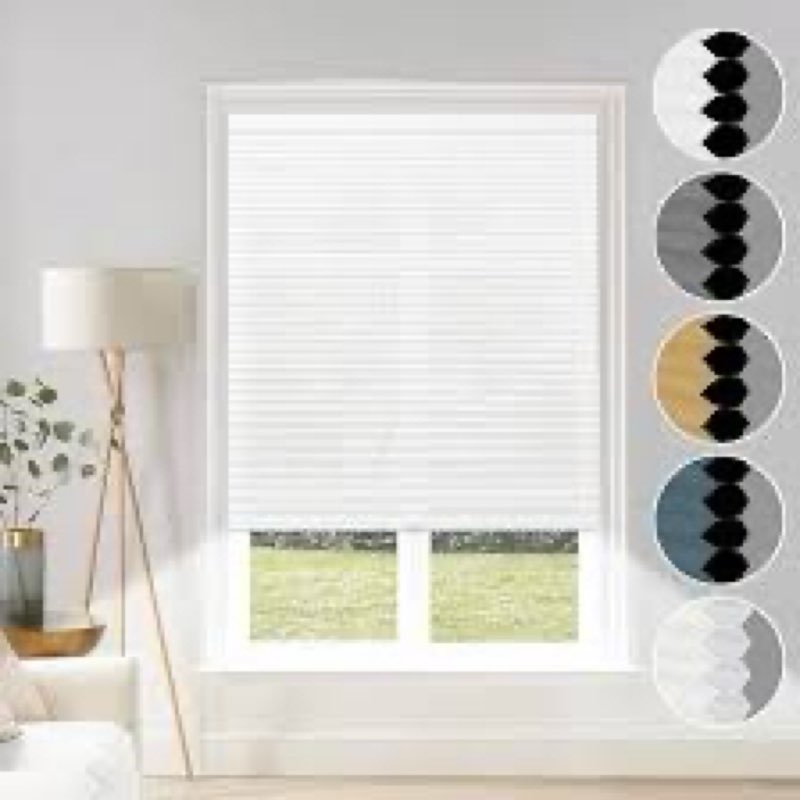 BlindsAvenue Cellular Honeycomb Cordless Polyester Shade, 9/16\" Single Cell, Light Filtering, White, Size: 41*72 in