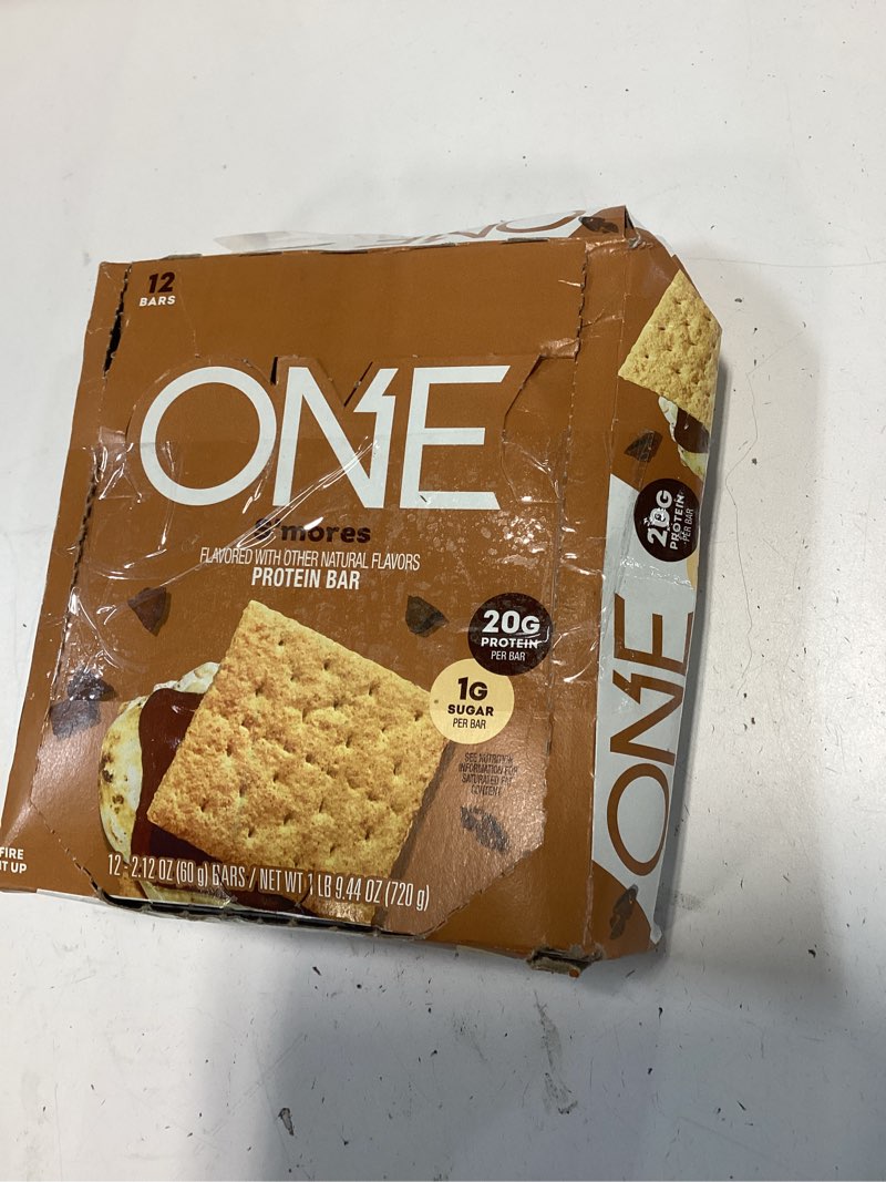 Condition photo showing New/Like New for ONE Protein Bars, Smores, Gluten Free with 20g Protein and 1g Sugar, Pantry Staples, 2.12 oz (12 Count), Packaging May Vary Smore's