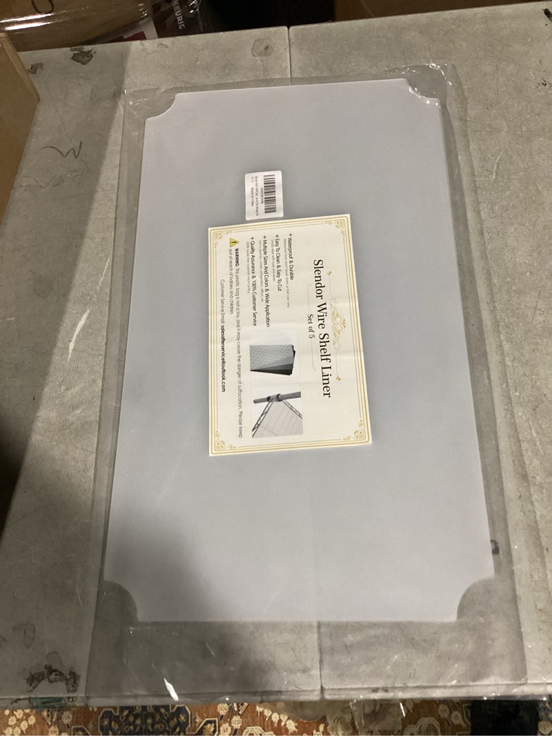 Condition photo showing Good Condition for Slendor Wire Shelf Liner 14" x 24" Value Pack of 5 Flat Heavy Duty Waterproof Non-Adhesive Industrial Strength Plastic Mats for Tier Shelving Unit, Transparent 14"x24" Clear
