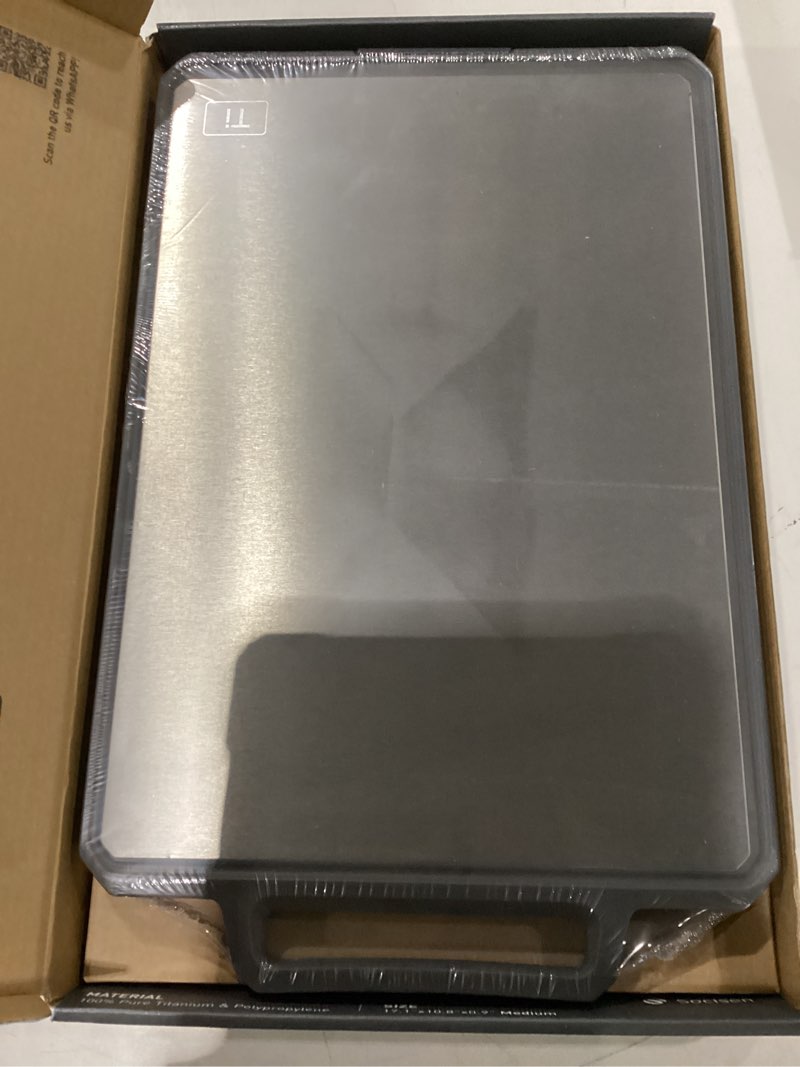 Condition photo showing New/Like New for Titanium Cutting Boards for Kitchen Non Toxic Chopping Board with Handle Large Big Small Kitchen Meat Butcher Block 2 in 1 Pure Titanium and Wheat Straw PP Not Wood Bamboo Plastic Teak Grey/Beige 1pc: 17.1"L × 10.8"W Grey/Beige