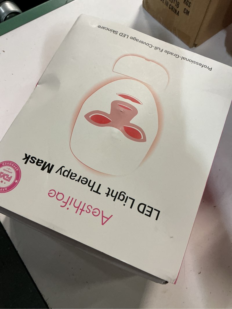 Condition photo showing New/Like New for red light therapy for face and neck, red light therapy mask portable led face mask cordless, eye-protection for true anti-wrinkles skincare at home white