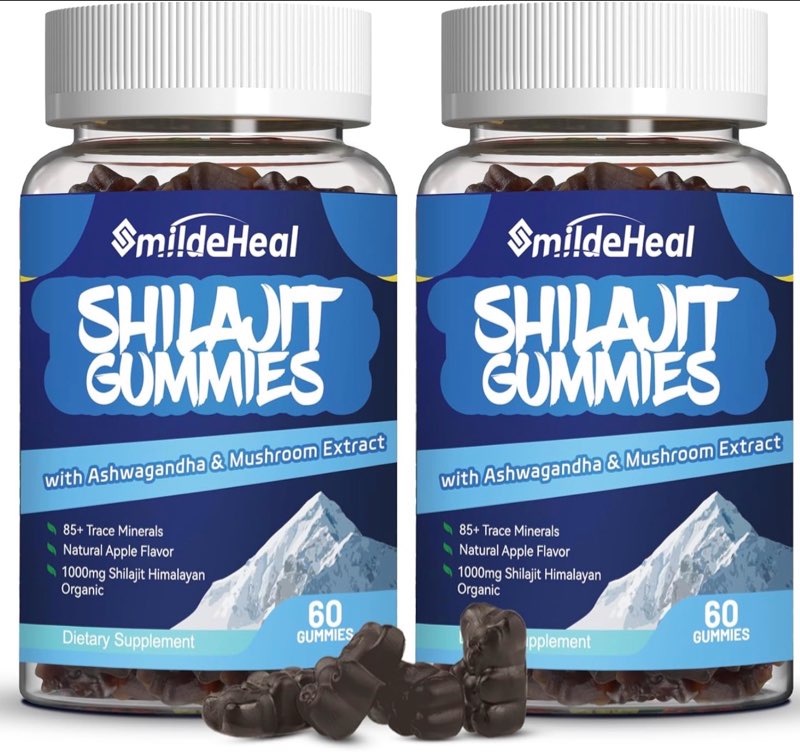 (( Exp/OCT/23/2026))Shilajit Gummies 1000 MG, Organic Shilajit Supplement, 85+ Trace Minerals, with Ashwagandha, Mushroom - Energy, Brain, Immunity Support, for Men & Women - 120 Count