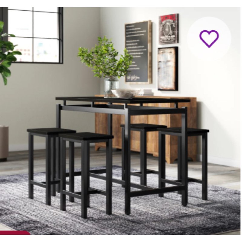 Bremer 4 - Person Four Leg Dining Set of 5 piece black