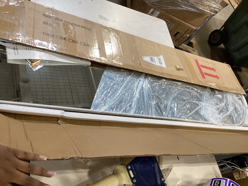 Condition photo showing Good Condition for rowjut full length door mirror, wall mounted wall mirrors, 50"x16" arched behind door mirror for use in living rooms, rooms, bedrooms, cloakrooms, etc. durable & stylish home decor (white) white 50"l x 16"w