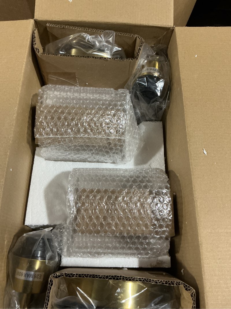 Condition photo showing Good Condition for QiMH Set of 2 Industrial Touch Control Table Lamps with 2 USB Ports and 2 AC Outlets, 3-Way Dimmable Bedside Nightstand Reading Lamps with 2700K LED Bulbs, Glass Desk Lamp for Living Room,Bedroom gold-2