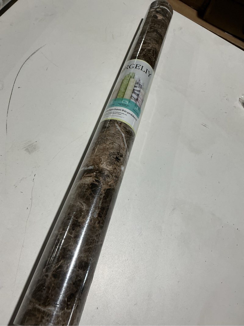 Condition photo showing New/Like New for Burgeliy Peel and Stick Waterproof Wallpaper24×356in Vinyl Wrap Protector Auto Modification Tint Film Dark Brown Marble Shiny Granite for Kitchen Countertops Table Desk Furniture Self Adhesive Film 24"W x 356"L