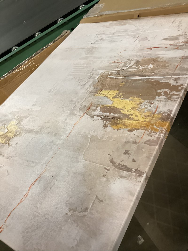 Condition photo showing Good Condition for VAYIMDH White Abstract Artwork Home Decor Textured Wall Art for Office Master Bedroom Wall Decor Gold Painting for Walls 24x48 Inch Living Room Picture 48"L x 24"W Beige