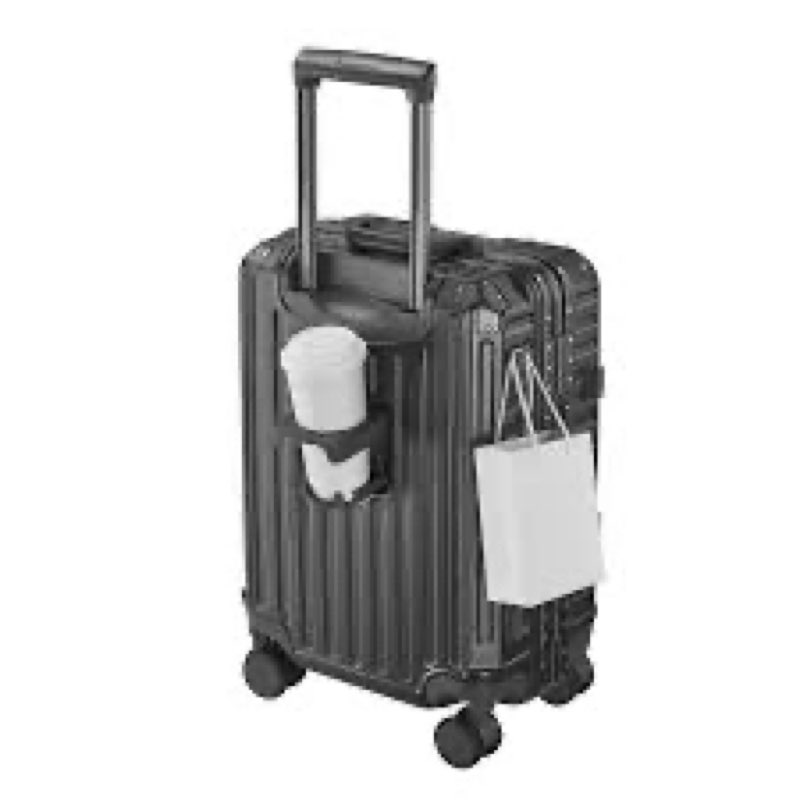 HotWay 20 Inch Aluminum Frame Carry On Luggage with Spinner Wheels, PC Hard Shell Suitcase with Cup 