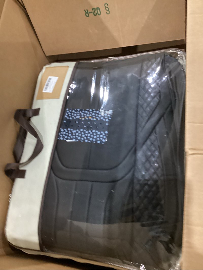 Condition photo showing item condition for feinepro car seat covers full set - universal seat covers for cars suv truck – faux leather automotive seat covers, breathable & waterproof front and rear seat protectors, fit for most cars-black full-set black