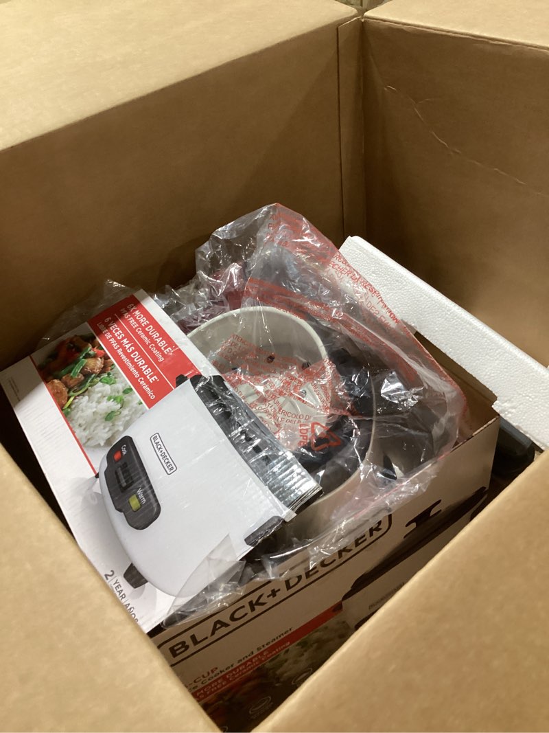 Condition photo showing As Is for BLACK+DECKER 16-Cup Rice Cooker, 8-Cup Uncooked Rice, Steaming Basket, Removable Non-Stick Bowl, One Touch, Keep Warm