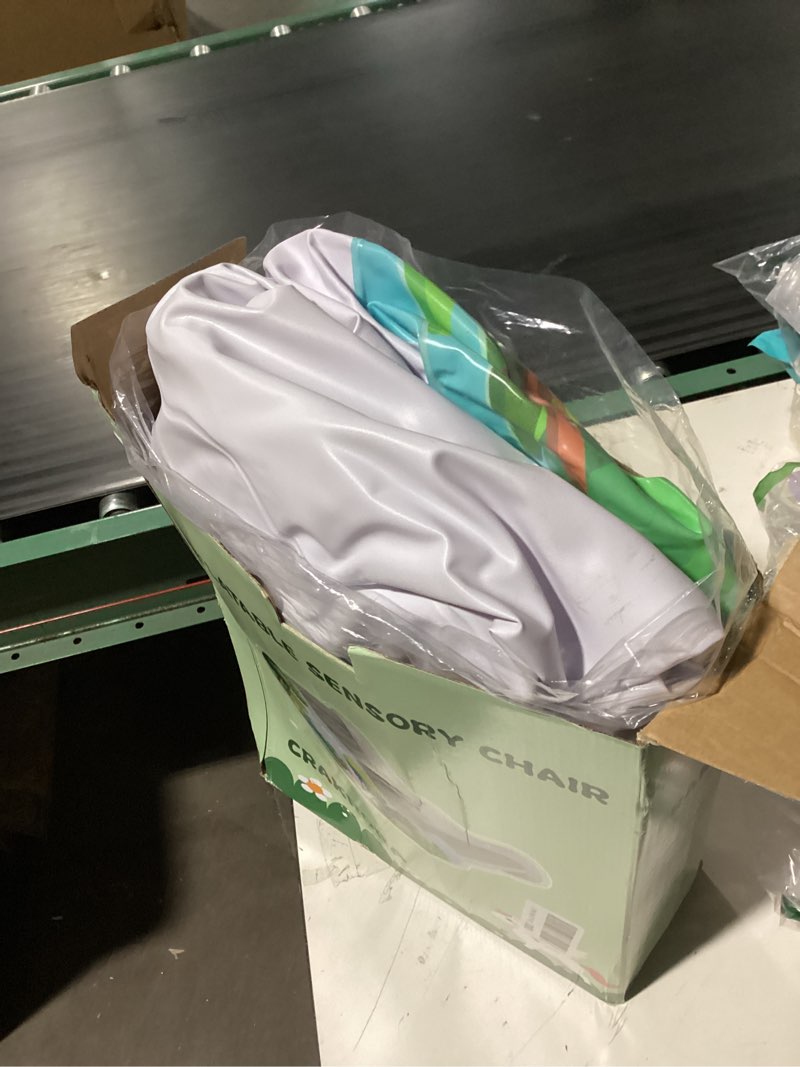 Condition photo showing As Is for Sensory Chair for Kids, Inflatable Rocking Chair for Kids with Autism & ADHD, Air Cloud Rocker for Toddler as 3 4 5 6 7 8 Year Old Boy Girl Gifts, Autism Sensory Products Training Body Coordination Grey