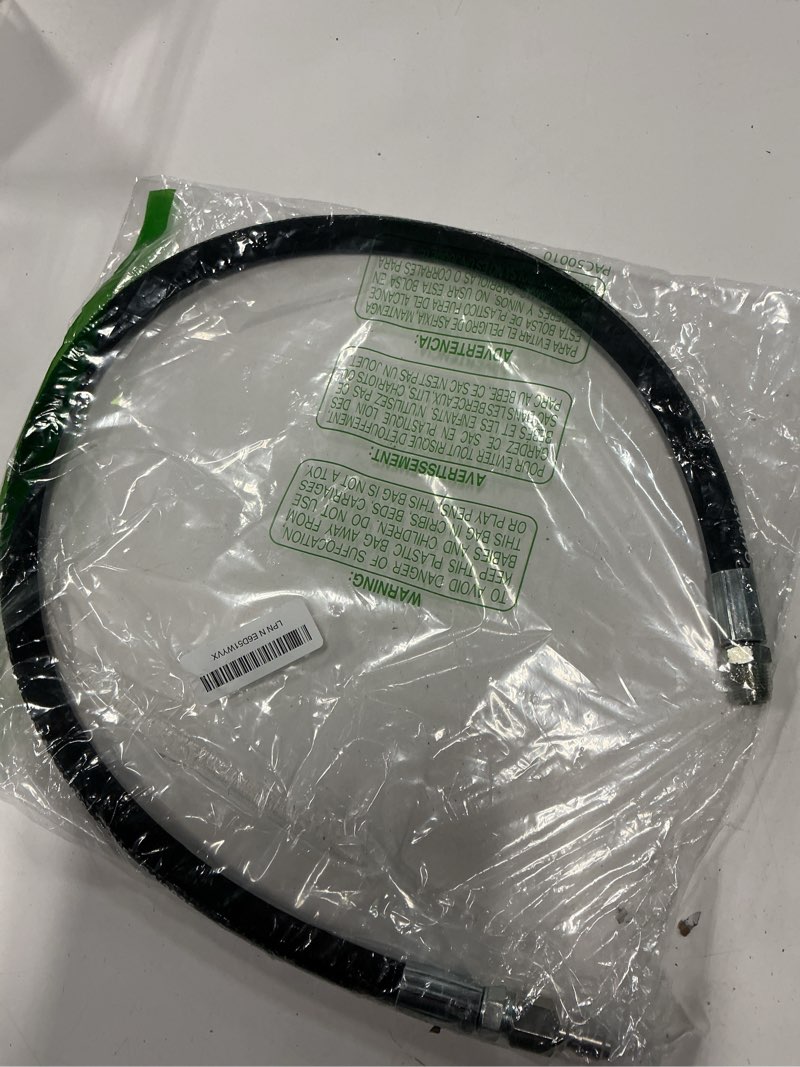 Condition photo showing As Is for ocpty 3ft pressure washer whip hose, 4000 psi jumper hose, m22-14mm female swivel to 3/8" male npt fitting for pump to hose reel connection