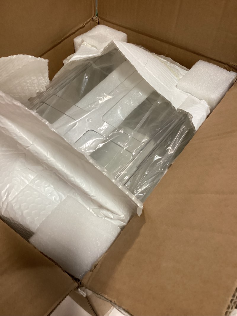 Condition photo showing Good Condition for 6 PCS Refrigerator Organizers And Storage Stackable Storage Drawers, Large Heavy Duty Fridge Organizer Bins Pull Out Refrigerator Organizer Bins, White Handle, 3 Drawers And 3 Small Cubes White 6 Pack