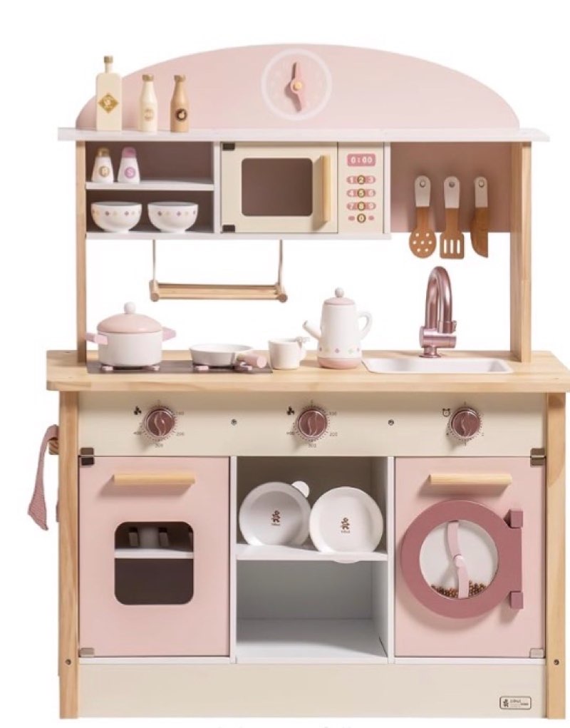 robotime wooden kitchen for kids play kitchen, toy kitchen set for kids kitchen playset with plenty (color may vary)