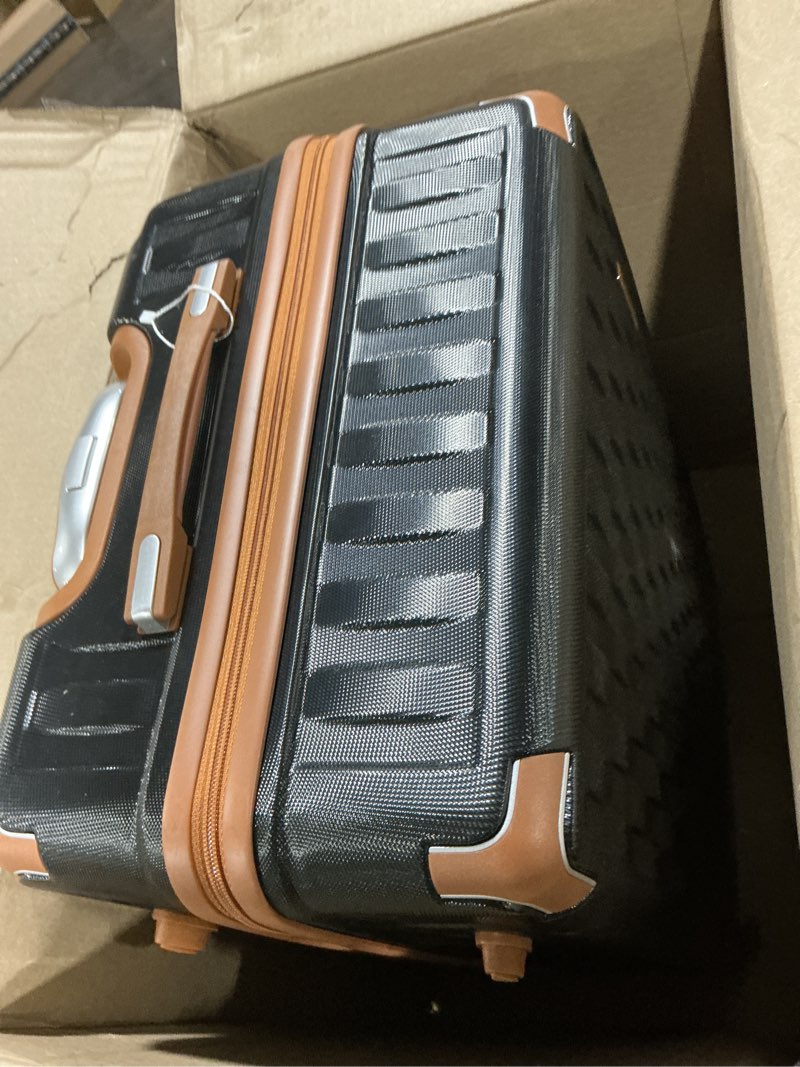 Condition photo showing As Is for Melalenia Luggage Sets 7 Piece Suitcase Set, Hard Shell Carry on Luggage Travel Suitcases with Spinner Wheels and TSA Lock, Lightweight Luggage Set for Women, Black Brown