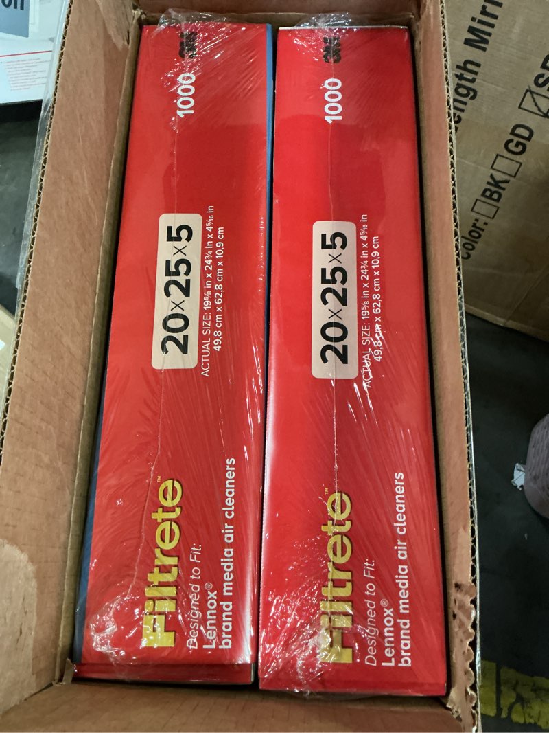 Condition photo showing New/Like New for filtrete 20x25x5 air filter merv 11, mpr 1000 micro allergen defense 2-pack, fits lennox, ac furnace hvac filters for home, pleated electrostatic (actual size 19.63 x 24.75 x 4.31 in)