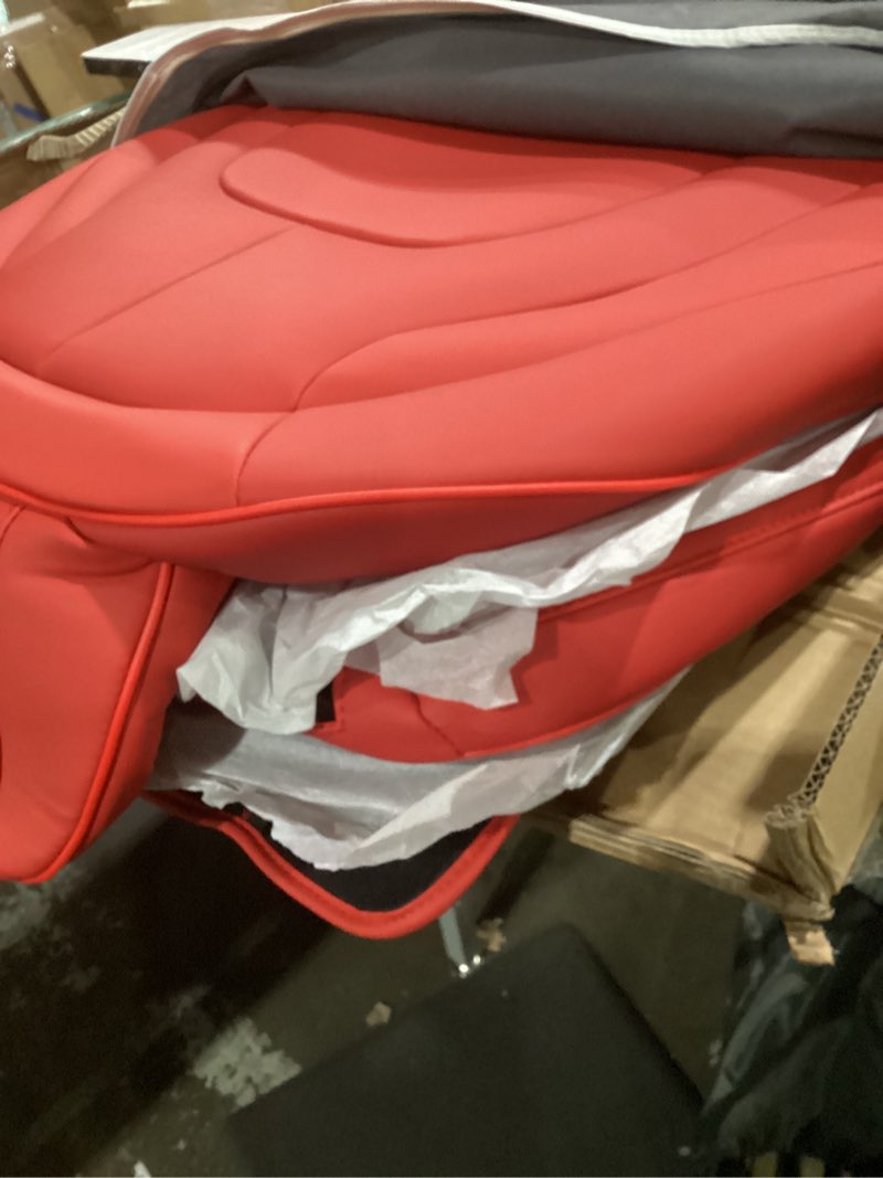 Condition photo showing New/Like New for for tesla model y seat covers 2020-2024 airbag compatible red | custom fit leather seat cover for model y, waterproof and breathable, airbag compatible, interior seat protects full set 2020-2024 model y (fit 5 seats) red