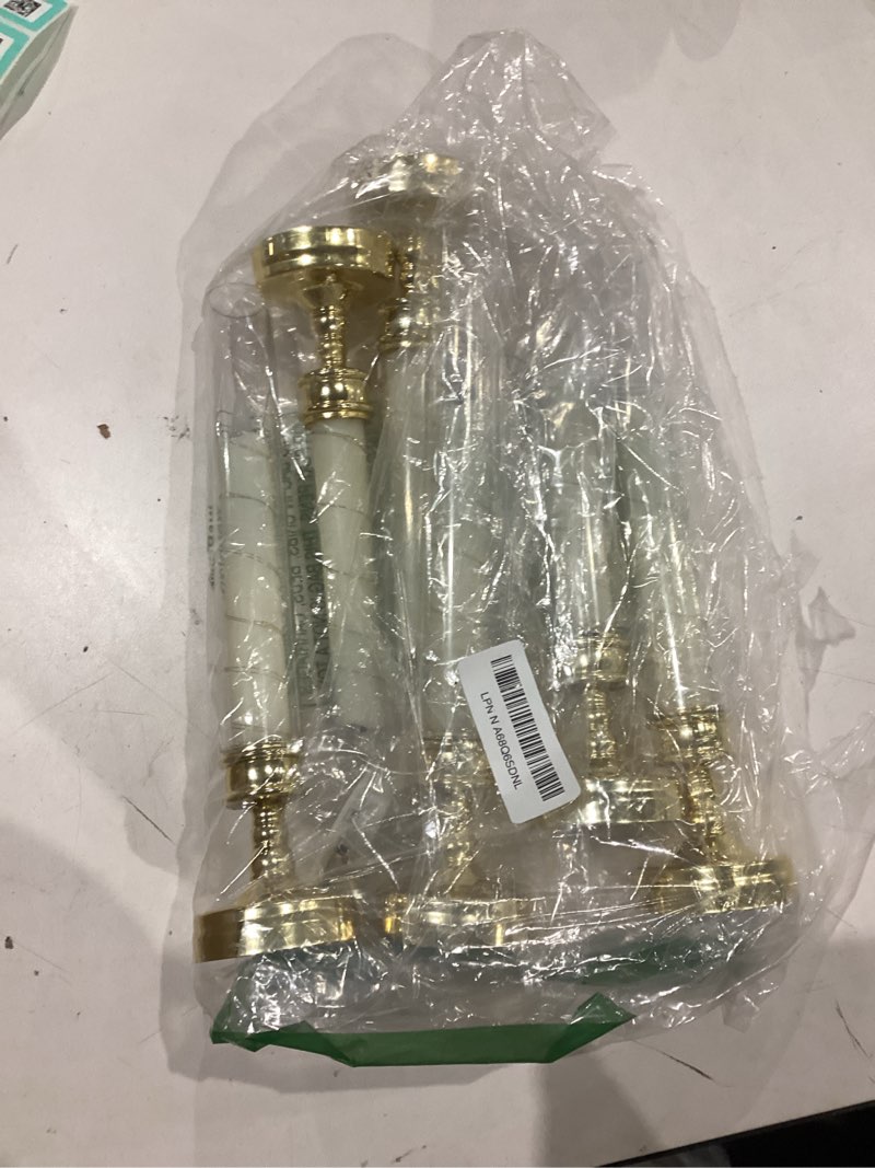 Condition photo showing Good Condition for 6 pcs flameless candles with timer, flickering flameless led pillar candles for romantic ambiance with embedded star string, acrylic battery perated fake candles for home decoration (gold)