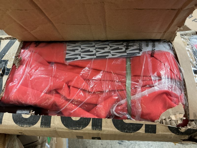 Condition photo showing Good Condition for jonathan y umb1002a tracy 9 ft. classic midcentury scalloped fringe market patio umbrella with auto-tilt, crank, wind vent and uv protection in coral red/white