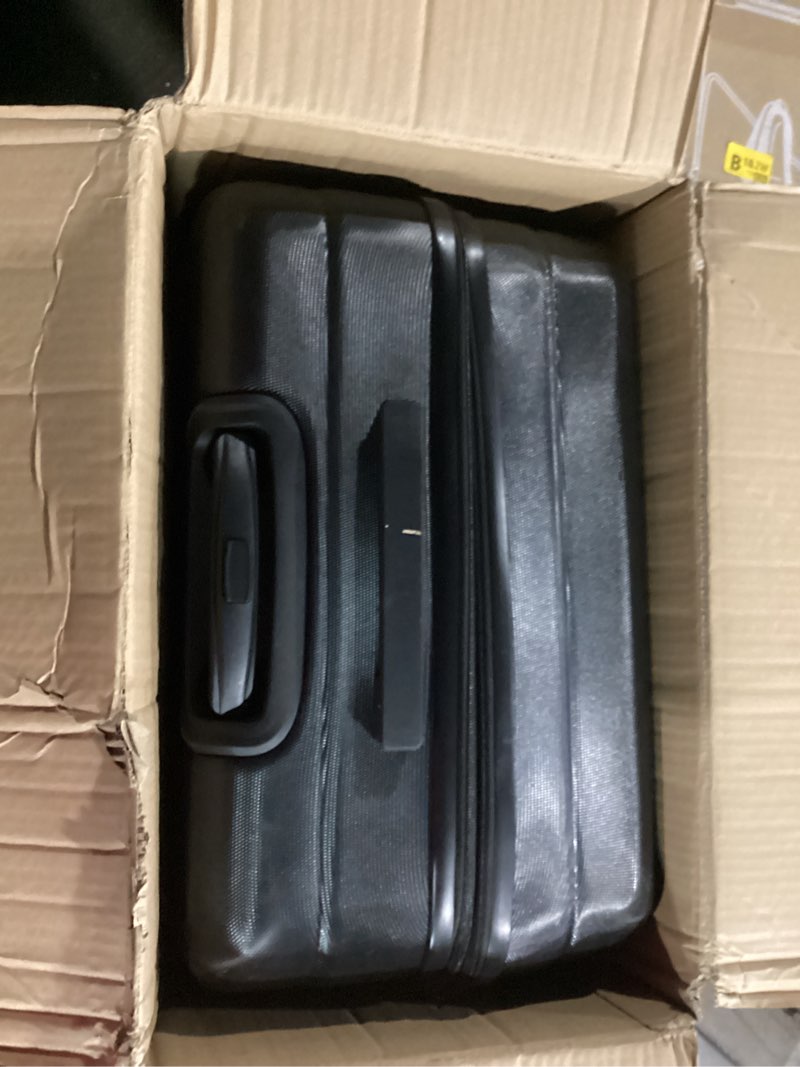 Condition photo showing New/Like New for U.S. Traveler Boren Polycarbonate Hardside Rugged Travel Suitcase Luggage with 8 Spinner Wheels, Aluminum Handle, Black, 2-Piece Set, USB Port in Carry-On