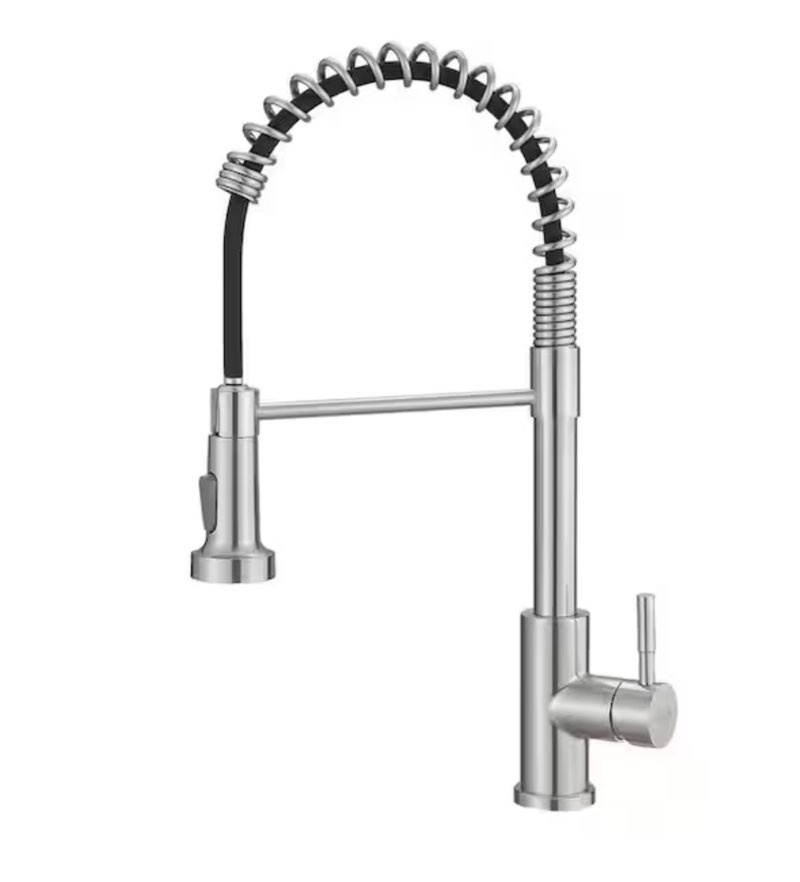 single handle pull down sprayer kitchen faucet with advanced spray 1-hole spring kitchen sink faucets in brushed nickel