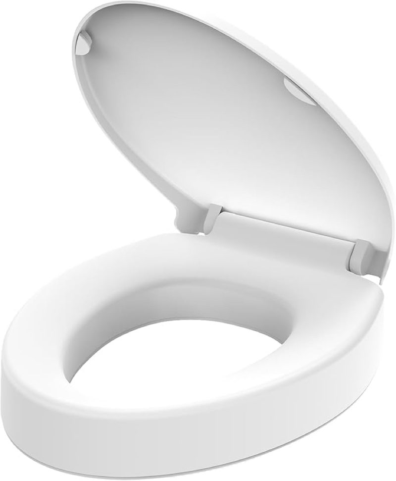 huttdmel raised elongated toilet seat 18.5'' for seniors – soft close, quick release & connect, stur