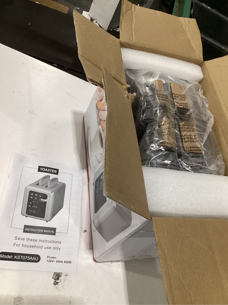 Condition photo showing Good Condition for touch screen toasters 2 slice,stainless steel digital timer toaster with sound function,6 bread types & 6 shade settings,smart extra wide slots toaster with bagel,defrost functions,silver