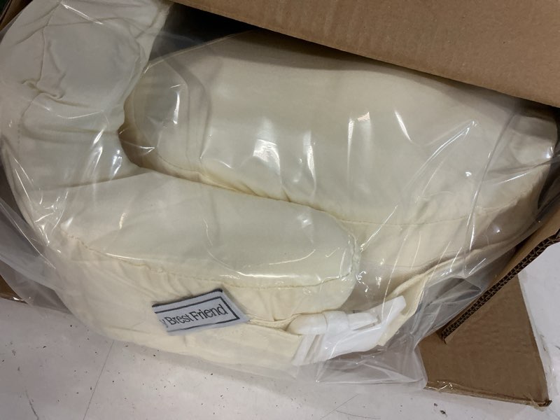 Condition photo showing New/Like New for my brest friend deluxe organic nursing pillow 100% organic cotton slipcover ergonomic breastfeeding pillows supports both mom and baby breastfeeding essentials handy side pocket cream organic cream
