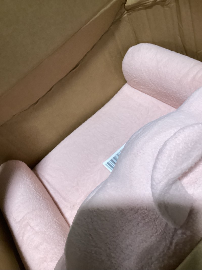 Condition photo showing Good Condition for blissful diary kids couch, 2-in-1 soft toddler couch fold out, toddler chair comfy, convertible sofa to lounger, kids furniture for playroom, gift for birthday, children's day, pink shell shell rosado